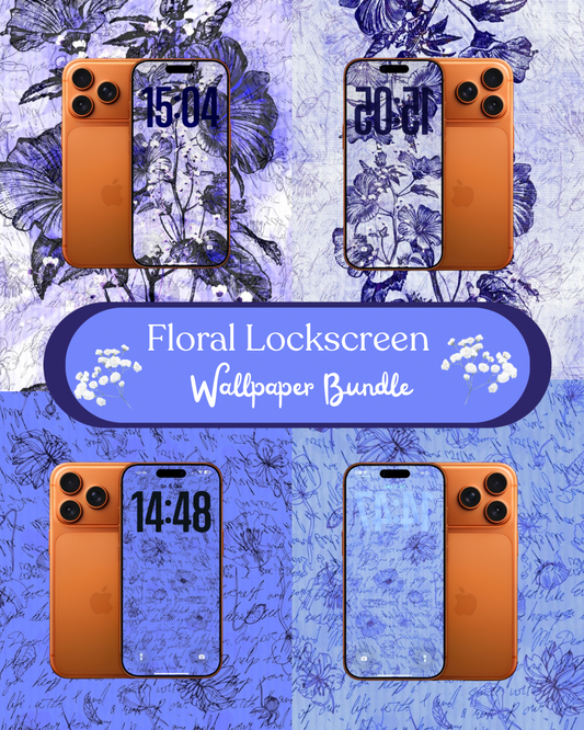 Floral Digital Lockscreen Wallpaper Phone Bundle